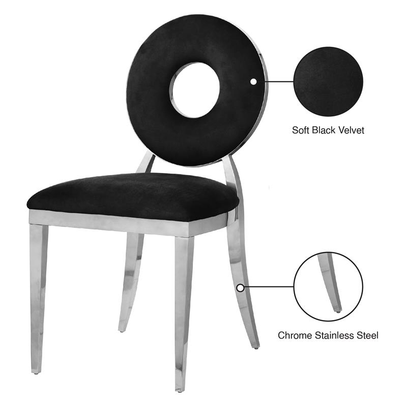 Meridian Furniture Carousel Velvet Dining Chair - Chrome Meridian Furniture Carousel Velvet Dining Chair - Chrome
