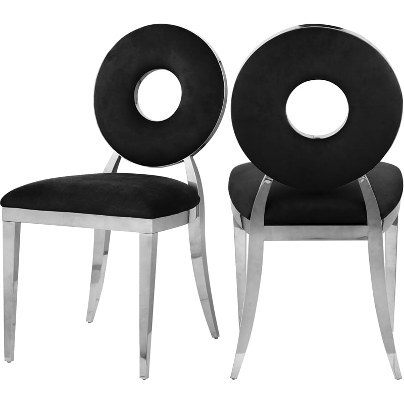 Meridian Furniture Carousel Velvet Dining Chair - Chrome Meridian Furniture Carousel Velvet Dining Chair - Chrome