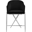 Meridian Furniture Xavier Black Velvet Counter Stool with Chrome Metal Legs