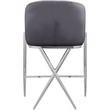 Meridian Furniture Xavier Gray Velvet Counter Stool with Chrome Metal Legs