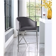 Meridian Furniture Xavier Gray Velvet Counter Stool with Chrome Metal Legs