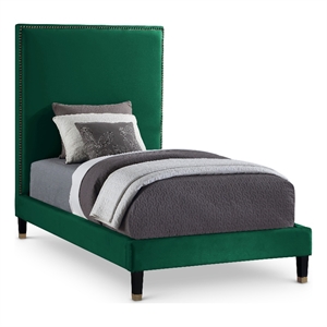 Meridian Furniture Harlie Green Velvet Twin Bed