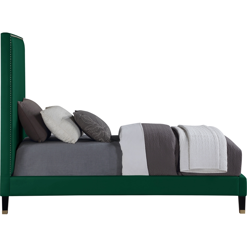 Meridian Furniture Harlie Green Velvet Twin Bed