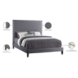 Meridian Furniture Harlie Gray Velvet Full Bed