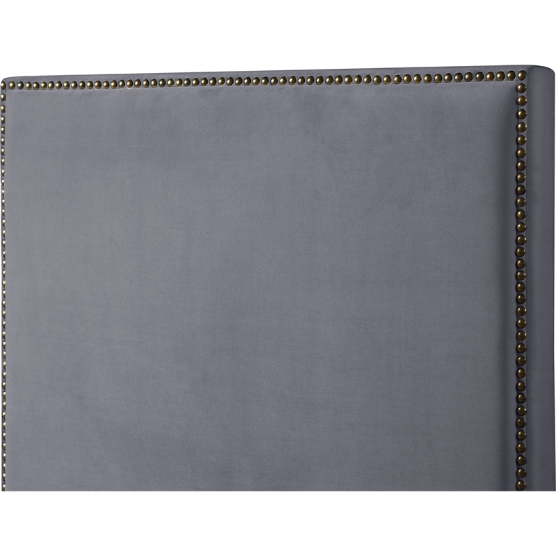 Meridian Furniture Harlie Gray Velvet Full Bed