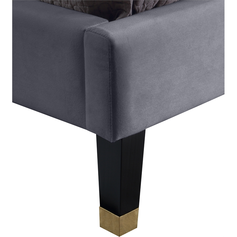 Meridian Furniture Harlie Gray Velvet King Bed