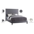 Meridian Furniture Harlie Gray Velvet Queen Bed