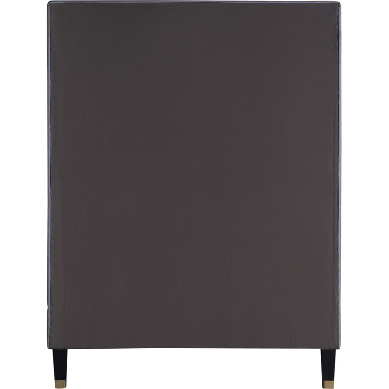 Meridian Furniture Harlie Gray Velvet Twin Bed