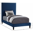 Meridian Furniture Harlie Navy Velvet Twin Bed