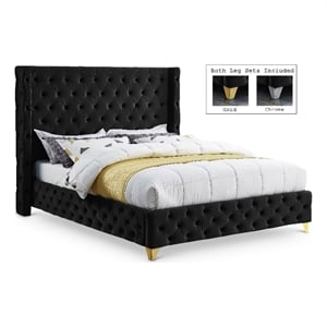 Meridian Furniture Savan Black Velvet King Bed