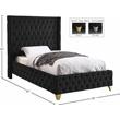 Meridian Furniture Savan Black Velvet Twin Bed