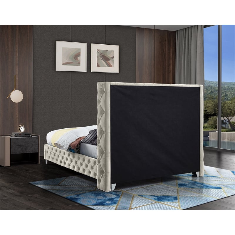 Meridian Furniture Savan Cream Velvet King Bed