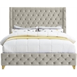 Meridian Furniture Savan Cream Velvet Queen Bed