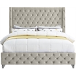 Meridian Furniture Savan Cream Velvet Queen Bed
