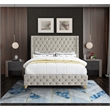 Meridian Furniture Savan Cream Velvet Queen Bed