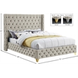 Meridian Furniture Savan Cream Velvet Queen Bed