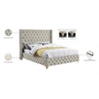 Meridian Furniture Savan Cream Velvet Queen Bed