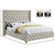 Meridian Furniture Savan Cream Velvet Queen Bed
