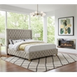 Meridian Furniture Savan Cream Velvet Queen Bed