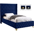 Meridian Furniture Savan Navy Velvet Twin Bed