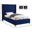 Meridian Furniture Savan Navy Velvet Twin Bed