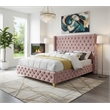 Meridian Furniture Savan Pink Velvet Full Bed