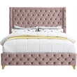 Meridian Furniture Savan Pink Velvet Full Bed