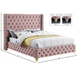 Meridian Furniture Savan Pink Velvet King Bed