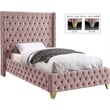 Meridian Furniture Savan Pink Velvet Twin Bed