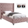 Meridian Furniture Savan Pink Velvet Twin Bed