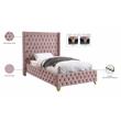 Meridian Furniture Savan Pink Velvet Twin Bed