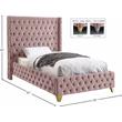 Meridian Furniture Savan Pink Velvet Twin Bed