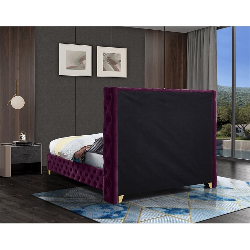 Meridian Furniture Savan Purple Velvet Full Bed
