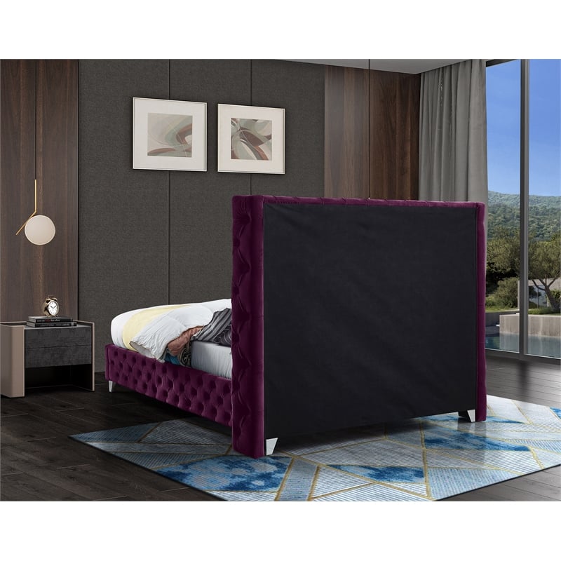 Meridian Furniture Savan Purple Velvet Full Bed