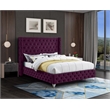 Meridian Furniture Savan Purple Velvet Queen Bed