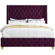 Meridian Furniture Savan Purple Velvet Queen Bed