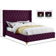 Meridian Furniture Savan Purple Velvet Queen Bed