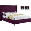 Meridian Furniture Savan Purple Velvet Queen Bed