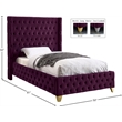 Meridian Furniture Savan Purple Velvet Twin Bed