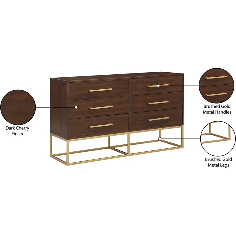 Meridian Furniture Maxine Dresser in Dark Cherry Finish