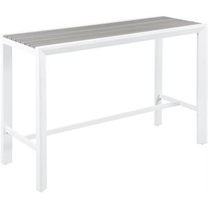 meridian furniture nizuc grey wood outdoor patio rectangle bar table