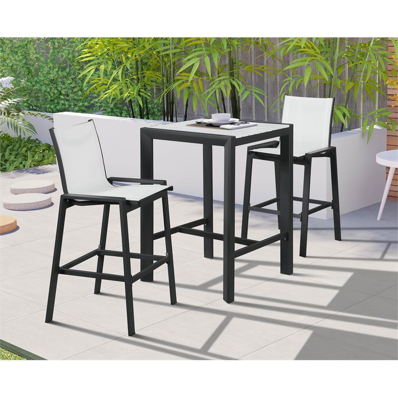 Meridian Furniture Nizuc White Wood Outdoor Patio Square Bar Table