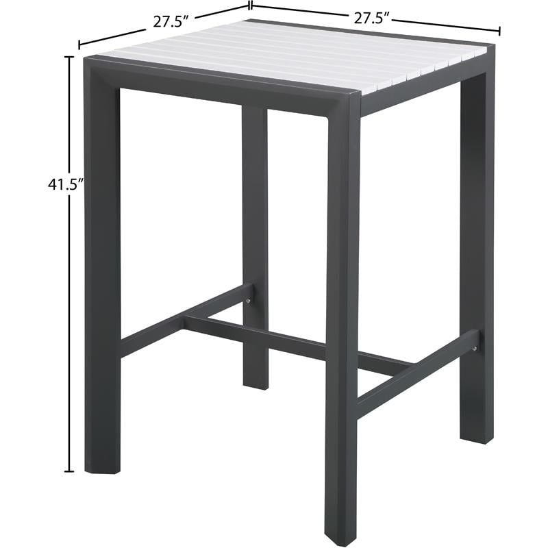 Meridian Furniture Nizuc White Wood Outdoor Patio Square Bar Table