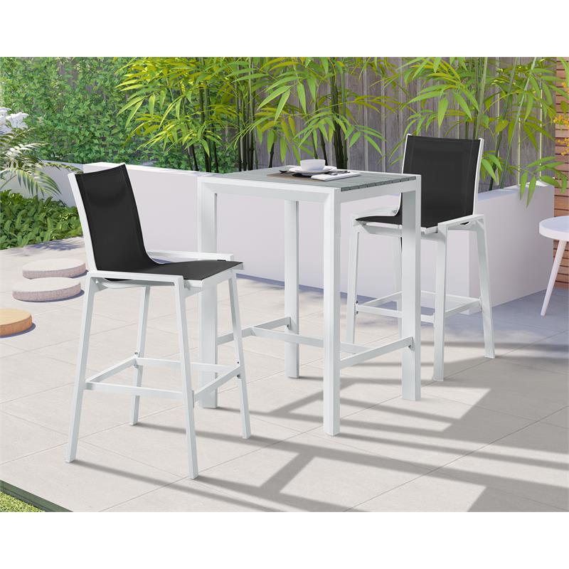Meridian Furniture Nizuc Black Outdoor Patio Mesh Barstool (Set of 2)