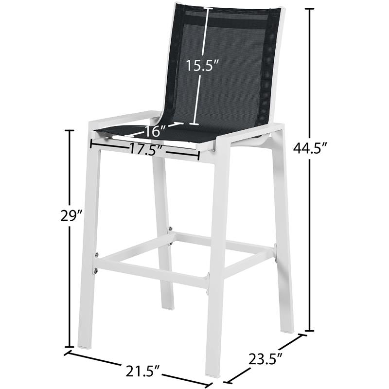 Meridian Furniture Nizuc Black Outdoor Patio Mesh Barstool (Set of 2)