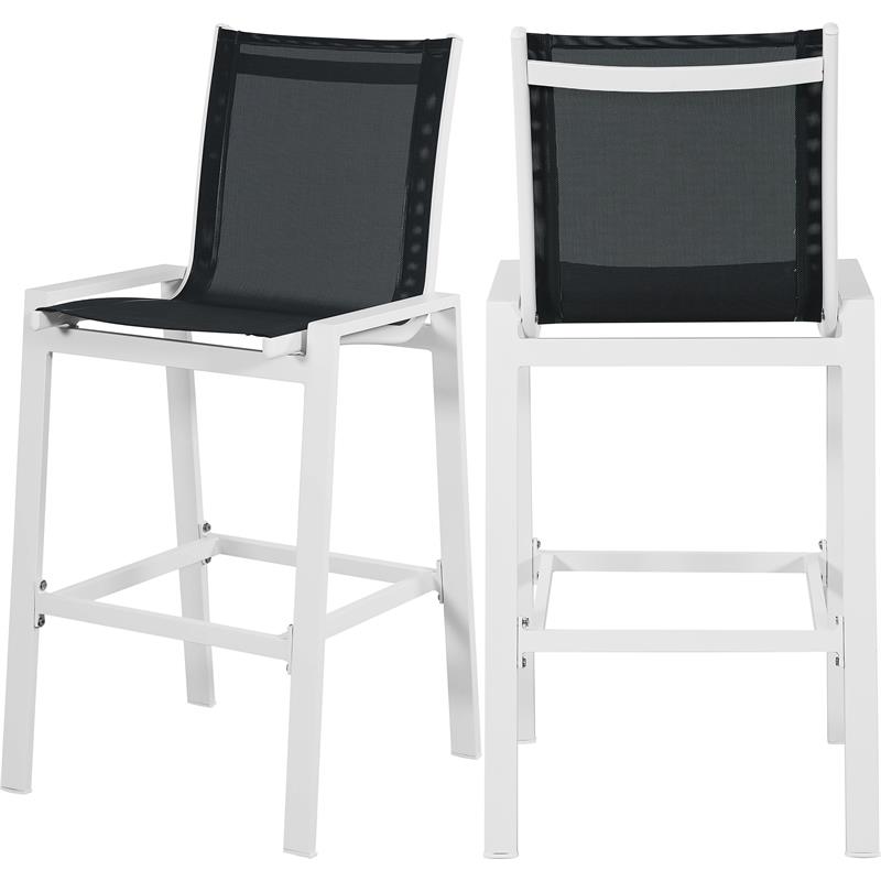 Meridian Furniture Nizuc Black Outdoor Patio Mesh Barstool (Set of 2)