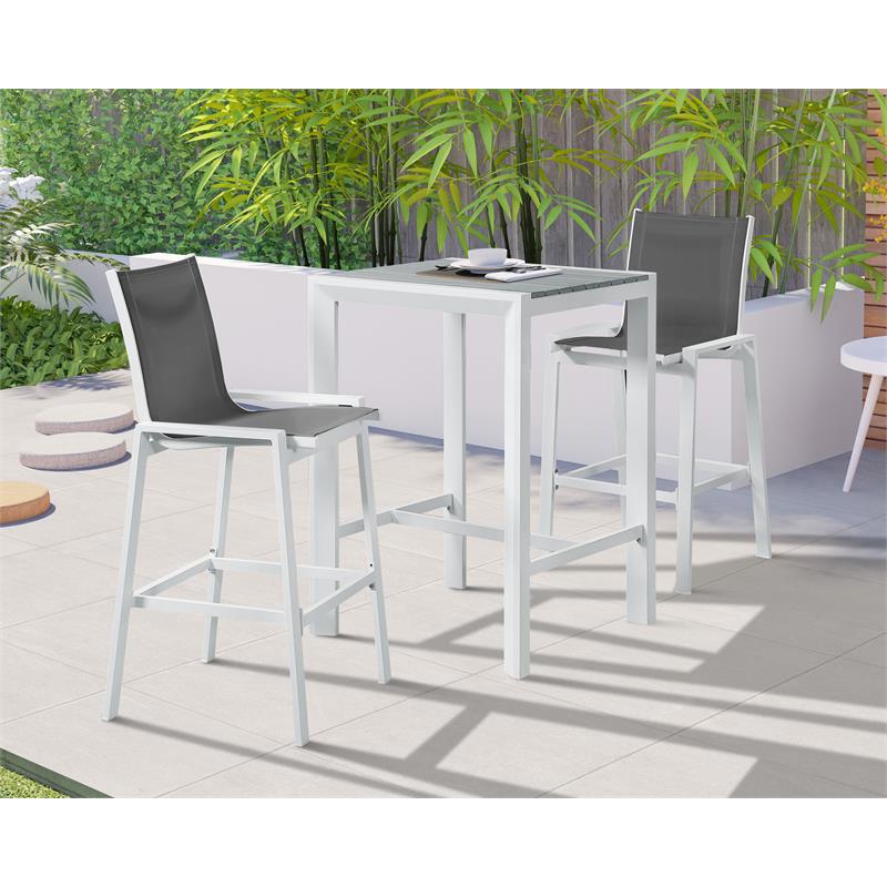 Meridian Furniture Nizuc Grey Outdoor Patio Mesh Barstool (Set of 2)
