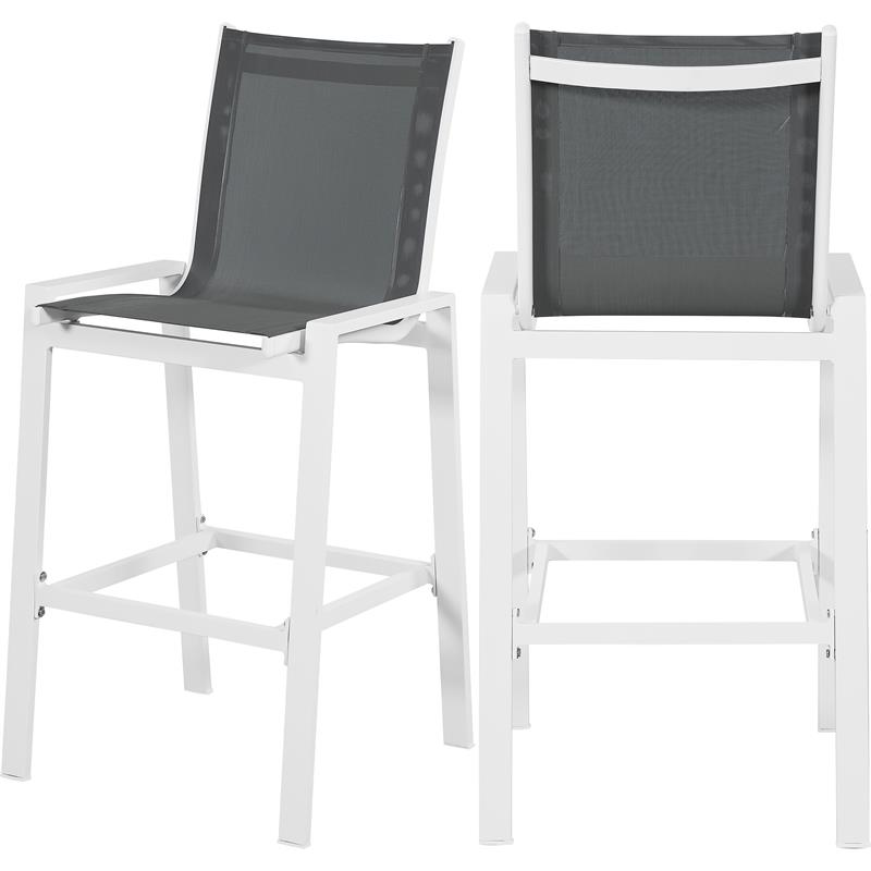 Meridian Furniture Nizuc Grey Outdoor Patio Mesh Barstool (Set of 2)