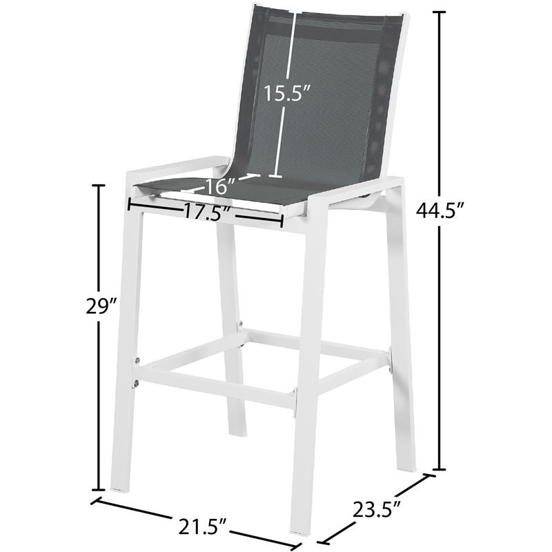 Meridian Furniture Nizuc Grey Outdoor Patio Mesh Barstool (Set of 2)