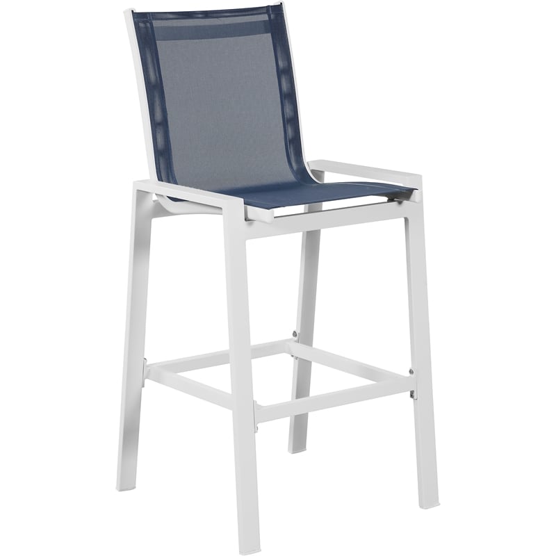 Meridian Furniture Nizuc Navy Outdoor Patio Mesh Barstool (Set of 2)